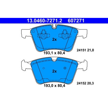 ATE 13.0460-7271.2 Bremsbelagsatz, Scheibenbremse ATE 13.0460-7271.2 Bremsbelagsatz, Scheibenbremse