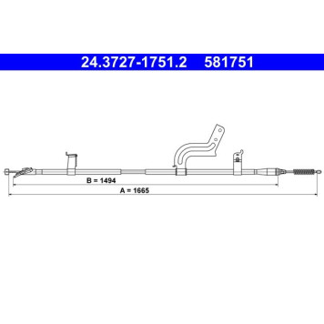 ATE 24.3727-1751.2 Seilzug, Feststellbremse ATE 24.3727-1751.2 Seilzug, Feststellbremse