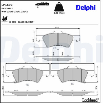 Delphi LP1693 Bremsbelagsatz, Scheibenbremse Delphi LP1693 Bremsbelagsatz, Scheibenbremse