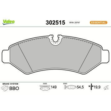 Valeo 302515 Bremsbelagsatz, Scheibenbremse ESSENTIAL Valeo 302515 Bremsbelagsatz, Scheibenbremse ESSENTIAL