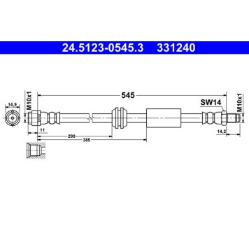 ATE Bremsschlauch 24.5123-0610.3, 24.5123-0545.3 ATE Bremsschlauch 24.5123-0610.3, 24.5123-0545.3