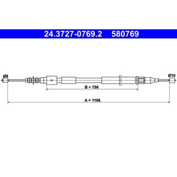 ATE 24.3727-0769.2 Seilzug, Feststellbremse ATE 24.3727-0769.2 Seilzug, Feststellbremse