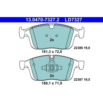 ATE 13.0470-7327.2 Bremsbelagsatz, Scheibenbremse Ceramic ATE 13.0470-7327.2 Bremsbelagsatz, Scheibenbremse Ceramic