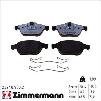 Zimmermann 23248.980.2 Bremsbelagsatz, Scheibenbremse rd:z Zimmermann 23248.980.2 Bremsbelagsatz, Scheibenbremse rd:z