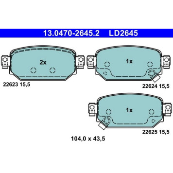 ATE 13.0470-2645.2 Bremsbelagsatz, Scheibenbremse Ceramic ATE 13.0470-2645.2 Bremsbelagsatz, Scheibenbremse Ceramic