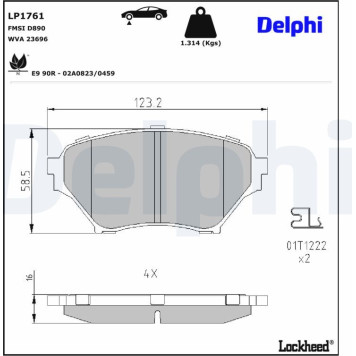 Delphi LP1761 Bremsbelagsatz, Scheibenbremse Delphi LP1761 Bremsbelagsatz, Scheibenbremse