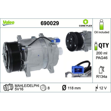Valeo 690029 Kompressor, Klimaanlage CORE-FLEX