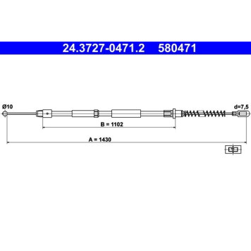 ATE 24.3727-0471.2 Seilzug, Feststellbremse ATE 24.3727-0471.2 Seilzug, Feststellbremse