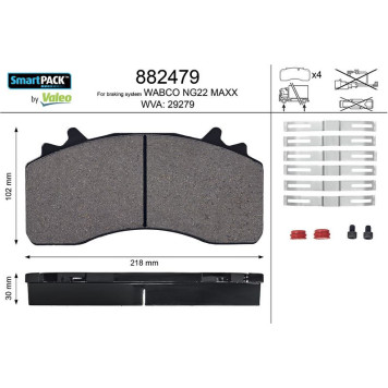 Valeo 882479 Bremsbelagsatz, Scheibenbremse SMARTPACK