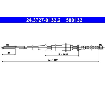 2x ATE 24.3727-0132.2 Seilzug, Feststellbremse 2 x 2x ATE 24.3727-0132.2 Seilzug, Feststellbremse 2 x
