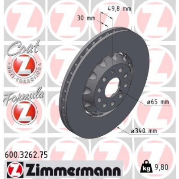 Zimmermann FORMULA Z 600.3262.75 Bremsscheibe für VW Zimmermann FORMULA Z 600.3262.75 Bremsscheibe für VW