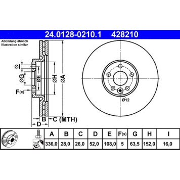 2x ATE 24.0128-0210.1 Bremsscheibe 2 x 2x ATE 24.0128-0210.1 Bremsscheibe 2 x