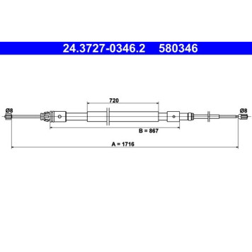 ATE 24.3727-0346.2 Seilzug, Feststellbremse ATE 24.3727-0346.2 Seilzug, Feststellbremse
