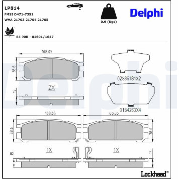Delphi LP814 Bremsbelagsatz, Scheibenbremse