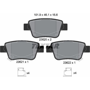 Textar 2362002 Bremsbelagsatz, Scheibenbremse Q+ Textar 2362002 Bremsbelagsatz, Scheibenbremse Q+