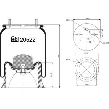 FEBI BILSTEIN 20522 Federbalg, Luftfederung FEBI BILSTEIN 20522 Federbalg, Luftfederung