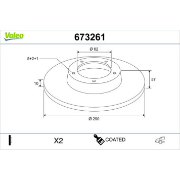 Valeo 673261 Bremsscheibe COATED