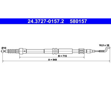 ATE 24.3727-0157.2 Seilzug, Feststellbremse ATE 24.3727-0157.2 Seilzug, Feststellbremse