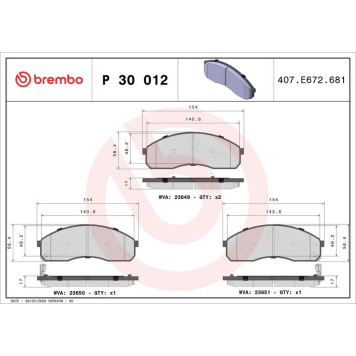 Brembo P 30 012 Bremsbelagsatz, Scheibenbremse PRIME LINE