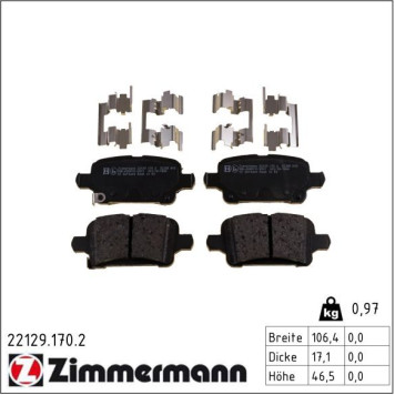 Zimmermann 22129.170.2 Bremsbelagsatz, Scheibenbremse Zimmermann 22129.170.2 Bremsbelagsatz, Scheibenbremse