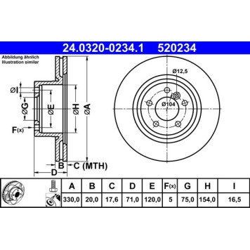 ATE 24.0320-0234.1 Bremsscheibe PowerDisc