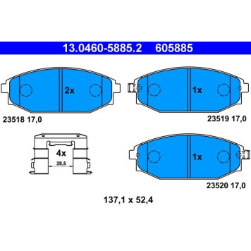 ATE 13.0460-5885.2 Bremsbelagsatz, Scheibenbremse ATE 13.0460-5885.2 Bremsbelagsatz, Scheibenbremse