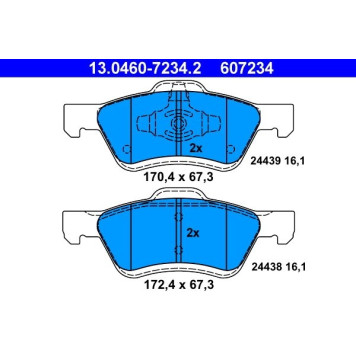 ATE 13.0460-7234.2 Bremsbelagsatz, Scheibenbremse