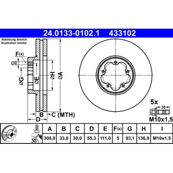 2x ATE 24.0133-0102.1 Bremsscheibe 2 x 2x ATE 24.0133-0102.1 Bremsscheibe 2 x