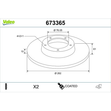 Valeo 673365 Bremsscheibe COATED