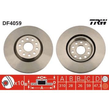 TRW DF4059 Bremsscheibe TRW DF4059 Bremsscheibe