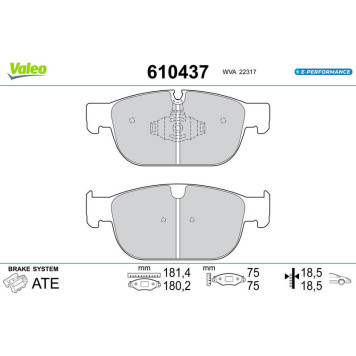 Valeo 610437 Bremsbelagsatz, Scheibenbremse E-PERFORMANCE Valeo 610437 Bremsbelagsatz, Scheibenbremse E-PERFORMANCE