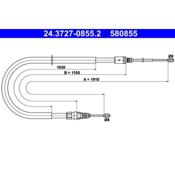 ATE 24.3727-0855.2 Seilzug, Feststellbremse ATE 24.3727-0855.2 Seilzug, Feststellbremse