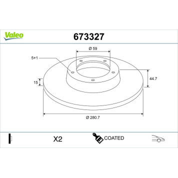 Valeo 673327 Bremsscheibe COATED Valeo 673327 Bremsscheibe COATED