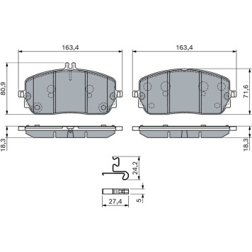BOSCH 0 986 460 282 Bremsbelagsatz, Scheibenbremse