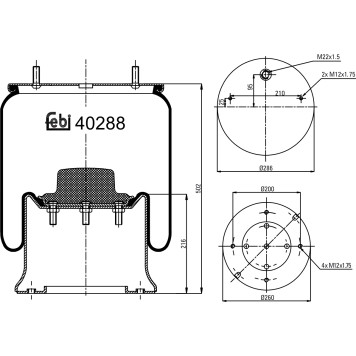 FEBI BILSTEIN 40288 Federbalg, Luftfederung FEBI BILSTEIN 40288 Federbalg, Luftfederung
