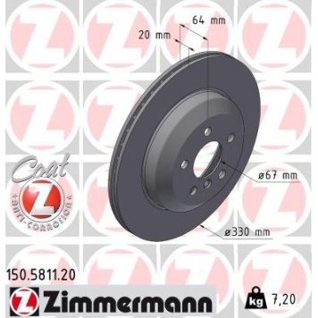 Zimmermann 150.5811.20 Bremsscheibe Coat Z Zimmermann 150.5811.20 Bremsscheibe Coat Z