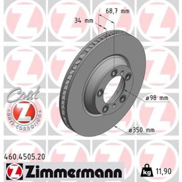 Zimmermann 460.4505.20 Bremsscheibe Coat Z Zimmermann 460.4505.20 Bremsscheibe Coat Z