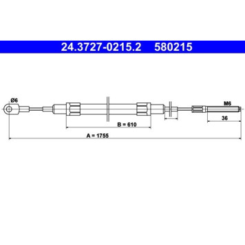 ATE 24.3727-0215.2 Seilzug, Feststellbremse ATE 24.3727-0215.2 Seilzug, Feststellbremse