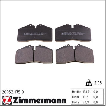 Zimmermann 20953.175.9 Bremsbelagsatz, Scheibenbremse pb:z Zimmermann 20953.175.9 Bremsbelagsatz, Scheibenbremse pb:z