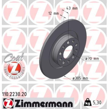 Zimmermann 110.2230.20 Bremsscheibe Coat Z Zimmermann 110.2230.20 Bremsscheibe Coat Z