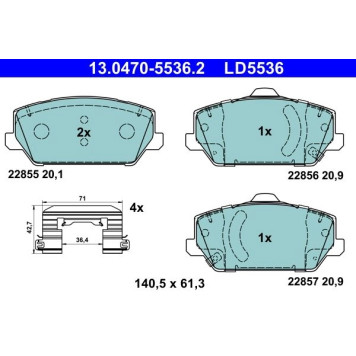 ATE 13.0470-5536.2 Bremsbelagsatz, Scheibenbremse Ceramic ATE 13.0470-5536.2 Bremsbelagsatz, Scheibenbremse Ceramic