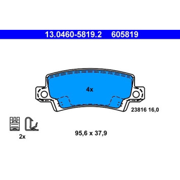 ATE 13.0460-5819.2 Bremsbelagsatz, Scheibenbremse ATE 13.0460-5819.2 Bremsbelagsatz, Scheibenbremse