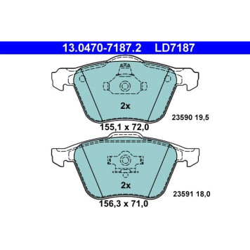 ATE 13.0470-7187.2 Bremsbelagsatz, Scheibenbremse Ceramic ATE 13.0470-7187.2 Bremsbelagsatz, Scheibenbremse Ceramic