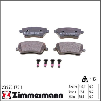 Zimmermann 23973.175.1 Bremsbelagsatz, Scheibenbremse Zimmermann 23973.175.1 Bremsbelagsatz, Scheibenbremse