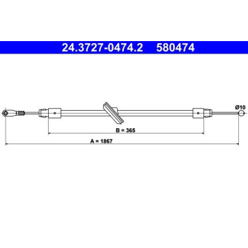 ATE 24.3727-0474.2 Seilzug, Feststellbremse ATE 24.3727-0474.2 Seilzug, Feststellbremse