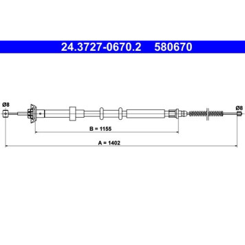 ATE 24.3727-0670.2 Seilzug, Feststellbremse ATE 24.3727-0670.2 Seilzug, Feststellbremse
