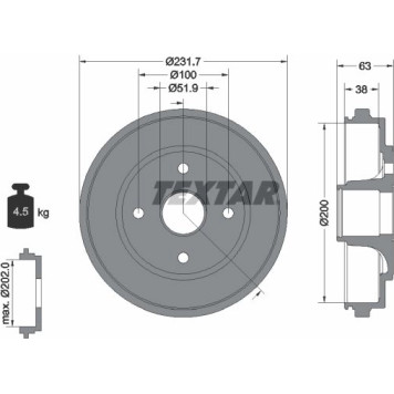 Textar 94033200 Bremstrommel