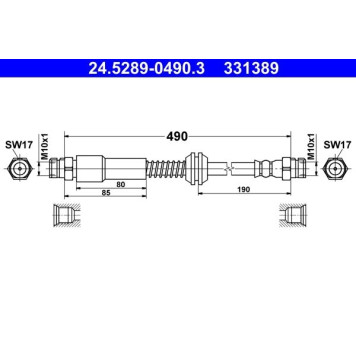 2x ATE 24.5289-0490.3 Bremsschlauch 2 x 2x ATE 24.5289-0490.3 Bremsschlauch 2 x