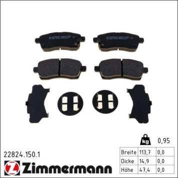 Zimmermann 22824.150.1 Bremsbelagsatz, Scheibenbremse Zimmermann 22824.150.1 Bremsbelagsatz, Scheibenbremse