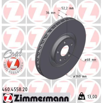 Zimmermann 460.4558.20 Bremsscheibe Coat Z Zimmermann 460.4558.20 Bremsscheibe Coat Z